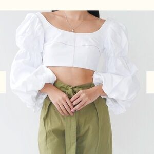 Ellery Victorian Puff Sleeve Crop Top size 2